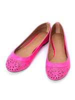 フラワーカットワークフラットシューズ/ピンク系(074)