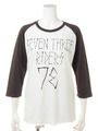 8分袖ラグランTee/BLK/O.WHT