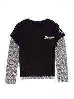 「レイヤード風ロンT（パパ）」Lサイズ/ブラック