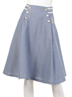 イカリ刺繍ダンガリーミドル丈SK/LIGHT BLUE