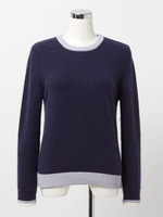 キャッシュアンゴラ配色プルオーバー/ネイビー