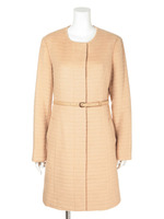 シャギーノーカラーコート/ベージュ