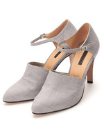 シルクウールストラップパンプス/GRY