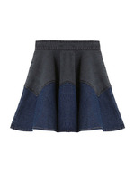 デニム切替スカート/ブラック