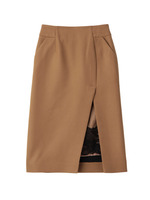 MIHOKO SAITO レース見せミモレタイトスカート/ブラック(019)