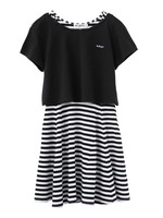 TOPS & TANK STRIPE DRESS/WHITE