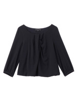 ジョーゼット縦ドレープブラウス/ネイビー(093)