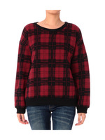 チェック柄ニットプルオーバー/レッド系(264)