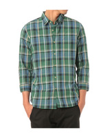 マドラスチェック7分袖シャツ/グリーン系(222)