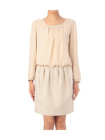 ラメツイードドッキングワンピース/ベージュ系(052)