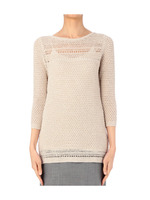 リネンテープヤーン透かし編みニット/ベージュ系(051)