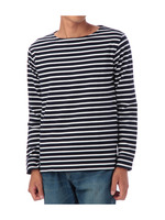 裏デニムボーダーカットソー/ネイビー系(393)