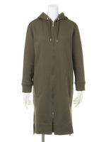 裏毛ロングWzipパーカー/カーキグリーン