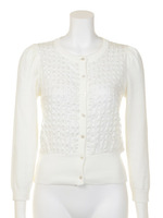 14Gシアーチェッククルーカーディガン/ライトグリーン