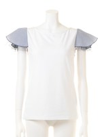 チュール切替フレアTシャツ/ホワイト