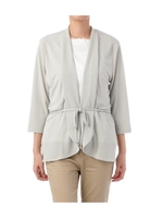 ベルト付きショールカラー八分袖カーディガン/グレー系(012)