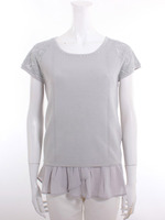 切替ペプラム風異素材PO/グレー