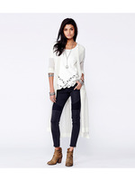 透かしボーダーロングカーディガン/ホワイト(105)