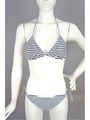 【AULA AILA by the sea】DELFINA ビーズ付ボーダービキニ/ホワイト