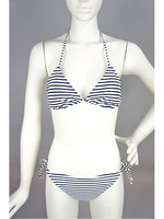 【AULA AILA by the sea】DELFINA ビーズ付ボーダービキニ/ホワイト