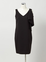 アシンメトリードレープワンピース/ブラック