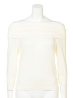 ワイドオフショルニットプルオーバー/ネイビー