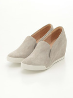 本革ヌバックヒールアップスニーカー/ライトグレーヌバック