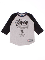 Kids Baseball WT 3/4 Raglan Tee/Grey Heather/Black