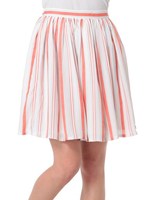 【R】コットンストライプスカート/レッド