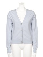 ビジューボタンカーディガン/WHTxBLK