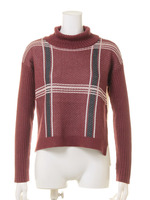 【MiCOAMERi】ビッグチェックタートルニット/ネイビー