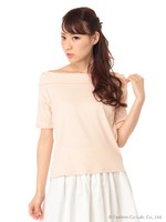 バックリボンオフショルプルオーバー/アイボリー