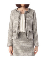 ファンシーツイードノーカラージャケット/ネイビー系(493)