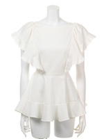 ラッフルスリーブチュニック/WHT