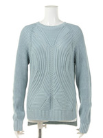 透かし編みニット サイドスリットPO/ペパーミント