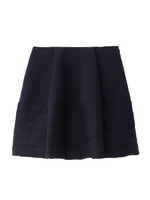 編み地切り替えニットフレアスカート/ホワイト(004)