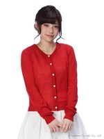 【Tralala】ベーシックカーディガン/レッド