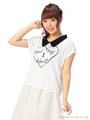 【Tralala】レース衿付Tシャツ/ホワイト