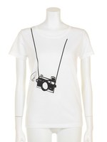 トロンプルイユカメラプリントTシャツ/ホワイト