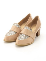 異素材コンビエナメルベルトローファー/ブラックコンビ