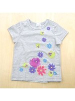 花プリント付き半袖Tシャツ/杢グレー