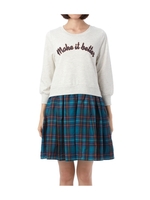 裏毛カットソードッキングワンピース/ホワイト(006)