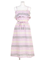 【DUO】 マルチボーダーロングOP/ネイビー