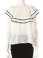 【ECURY】マリンフリルブラウス/ネイビー