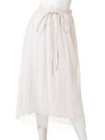 チュールxサテンプリーツSK/オフホワイト