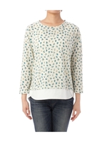 フラワープリント七分袖プルオーバー/イエロー系(131)