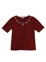 ポンチブローチ風ビジューTOPS/ブラック