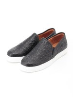 【低反発スポンジ入り】型押しスリッポンスニーカー/ブラック