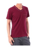 配色テープVネックTシャツ/レッド系(063)