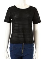 【ECURY】透けサマートップス/ブラック